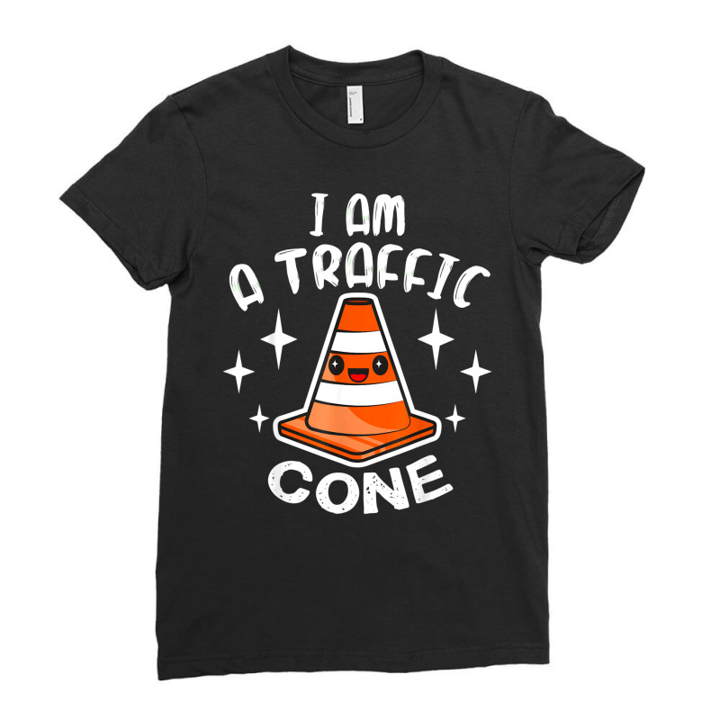 I Am A Traffic Cone Orange Lazy Easy Costume Halloween Ladies Fitted T-Shirt by Bestdesigns | Artistshot