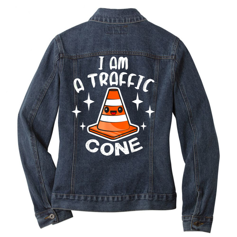 I Am A Traffic Cone Orange Lazy Easy Costume Halloween Ladies Denim Jacket by Bestdesigns | Artistshot