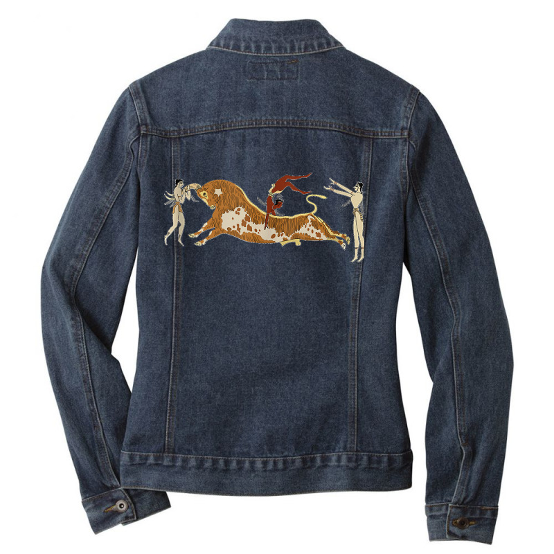 Minoan Bull Leaping Tank Top Ladies Denim Jacket by MilesDanialMayberry | Artistshot