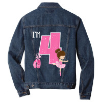 Girl_s 4 Year Old Ballerina 4th Birthday Party Ballet Dancer Men Denim Jacket | Artistshot