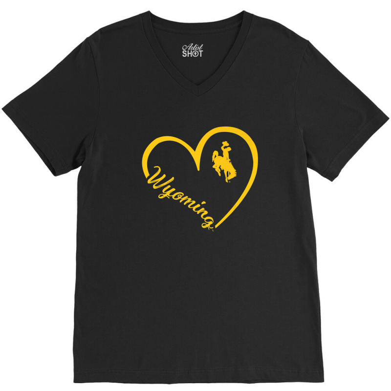 Wyoming Cowboys Heart Team Name - Apparel V-neck Tee | Artistshot