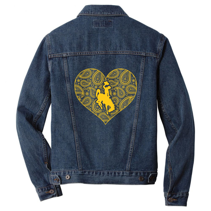 Wyoming Cowboys Paisley Heart - Apparel Men Denim Jacket | Artistshot