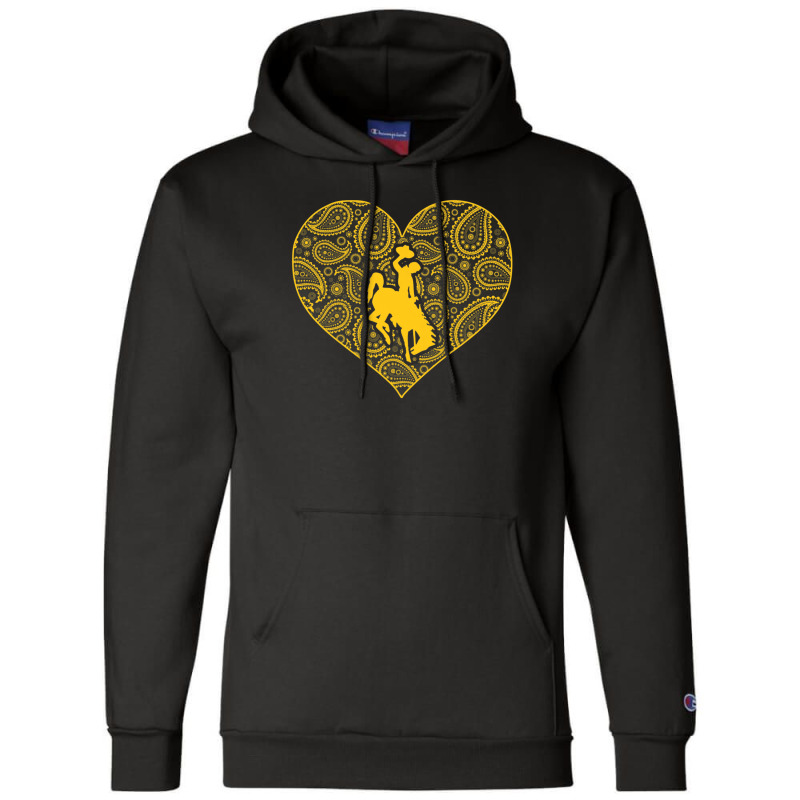 Wyoming Cowboys Paisley Heart - Apparel Champion Hoodie | Artistshot