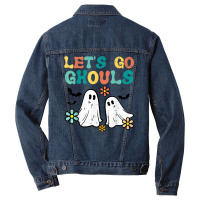 Lets Go Ghouls Floral Ghosts Groovy Retro Halloween Women Men Denim Jacket | Artistshot