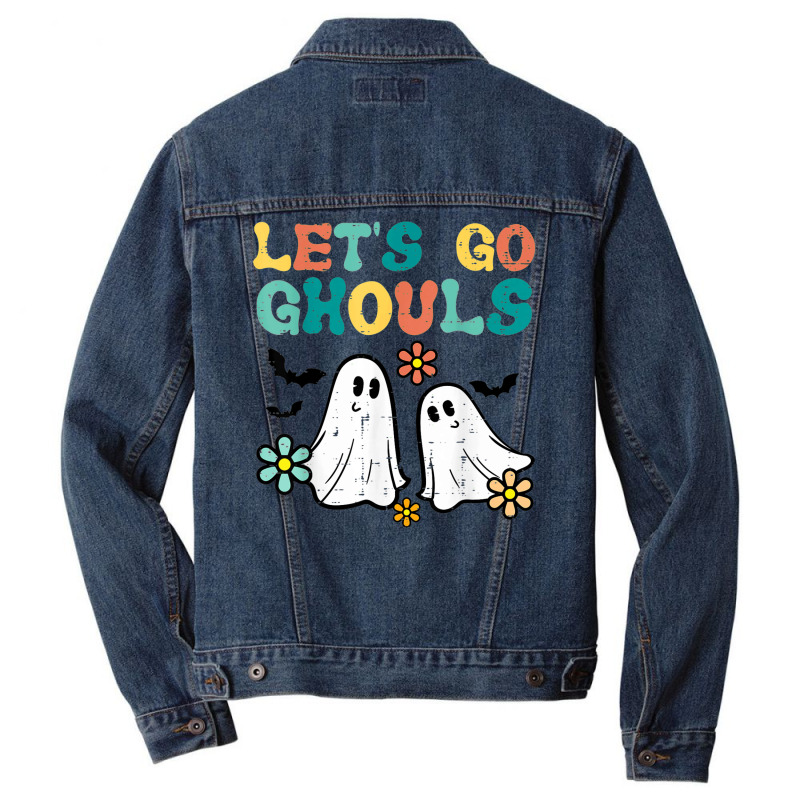 Lets Go Ghouls Floral Ghosts Groovy Retro Halloween Women Men Denim Jacket by Market | Artistshot