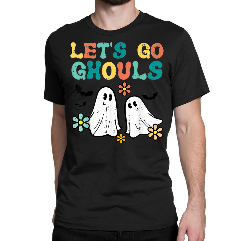 Lets Go Ghouls Floral Ghosts Groovy Retro Halloween Women Classic T-shirt by Market | Artistshot