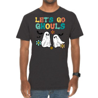 Lets Go Ghouls Floral Ghosts Groovy Retro Halloween Women Vintage T-shirt | Artistshot