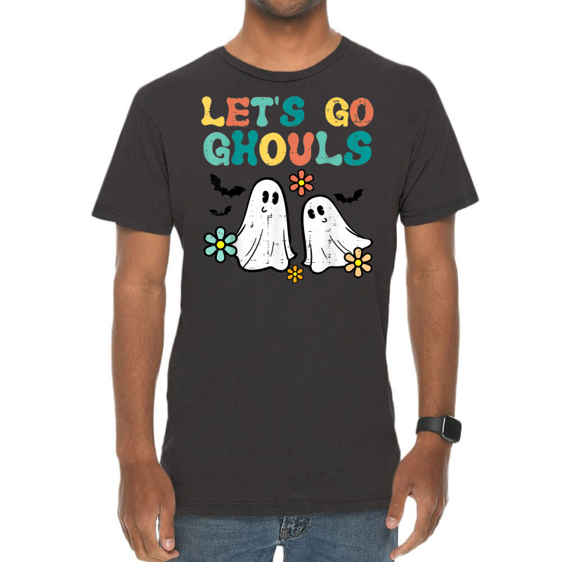 Lets Go Ghouls Floral Ghosts Groovy Retro Halloween Women Vintage T-Shirt by Market | Artistshot