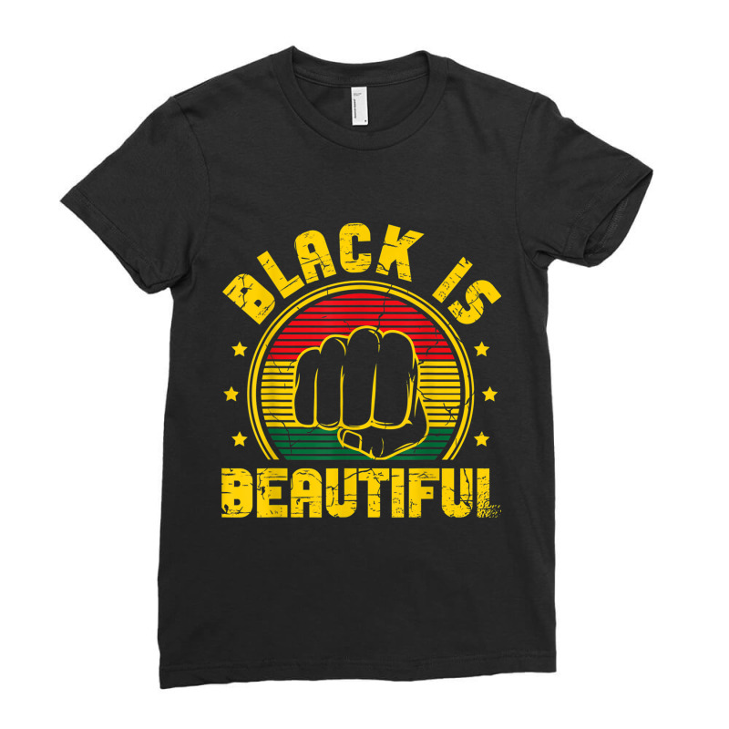 Black Is Beautiful Men Black History Month Music Vintage Retro Ladies Fitted T-Shirt by TyrellDesign | Artistshot