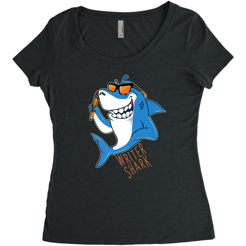 Writer Shark Penning Great Novel Sea Animal Women's Triblend Scoop T-shirt by LembckeAleeya | Artistshot