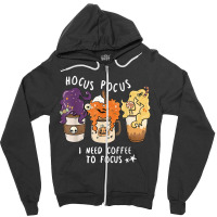 Hocus Pocus I Need Coffee To Focus Halloween Teacher Womens Zipper Hoodie | Artistshot