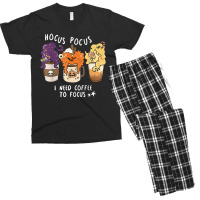 Hocus Pocus I Need Coffee To Focus Halloween Teacher Womens Men's T-shirt Pajama Set | Artistshot