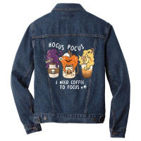 Hocus Pocus I Need Coffee To Focus Halloween Teacher Womens Men Denim Jacket | Artistshot