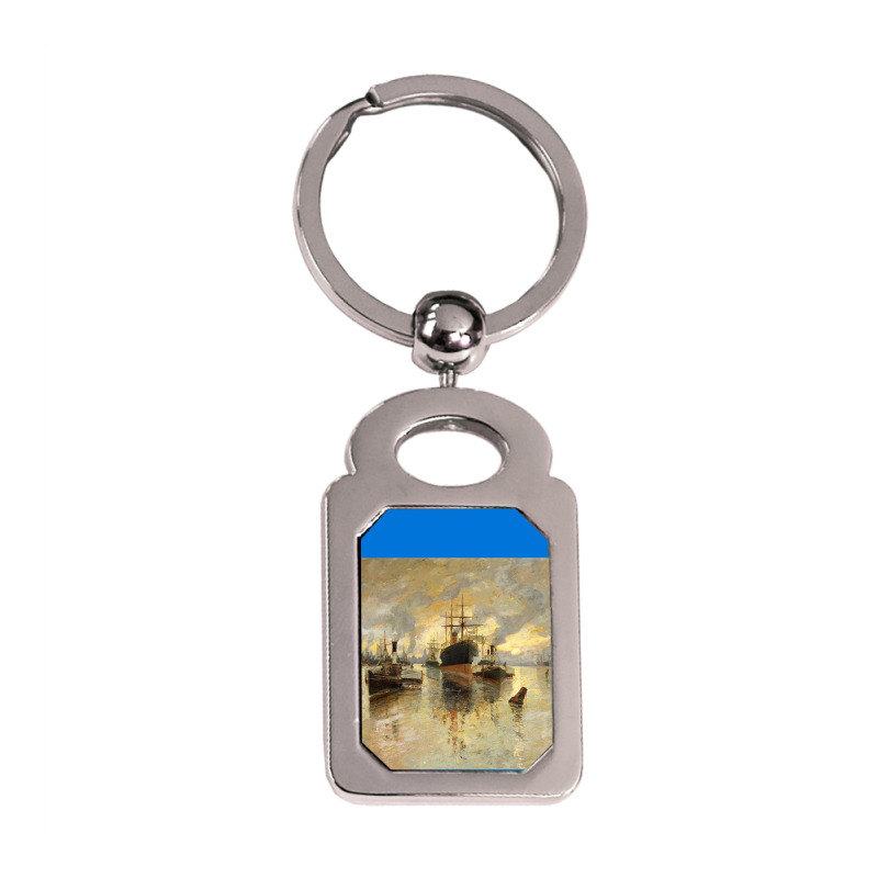 Glasgow Harbour Silver Rectangle Keychain | Artistshot