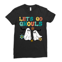 Lets Go Ghouls Floral Ghosts Groovy Retro Halloween Women Ladies Fitted T-shirt | Artistshot