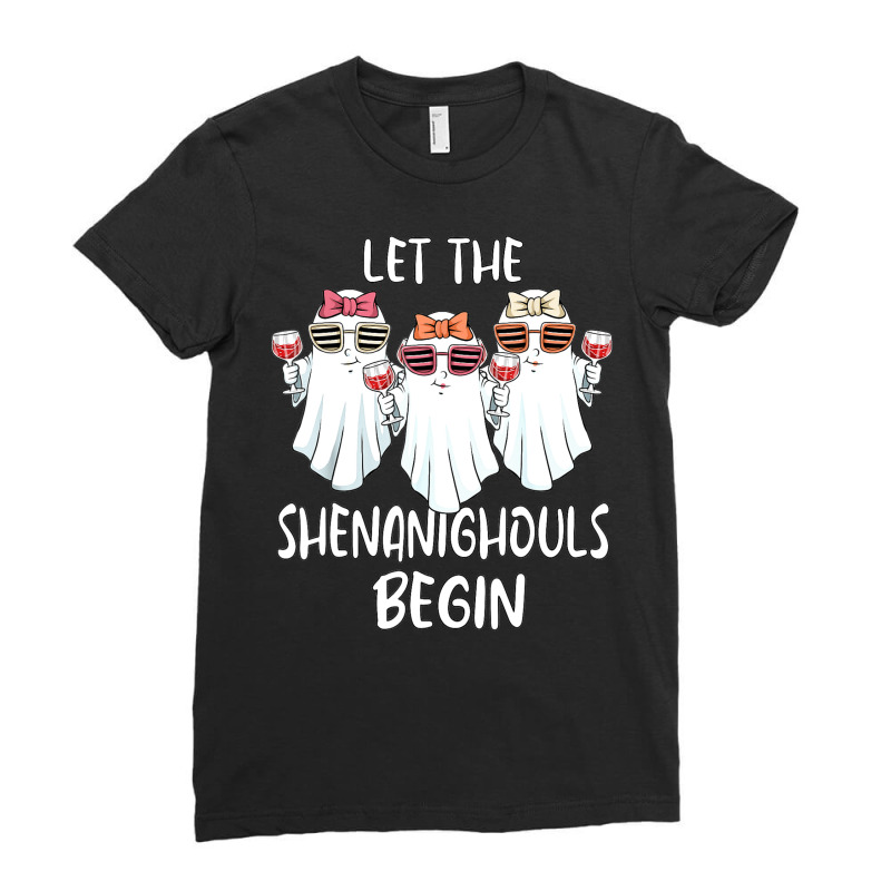 Let Shenanighouls Begin Shenanigans Ghost Halloween Women Ladies Fitted T-Shirt by Tshirts | Artistshot