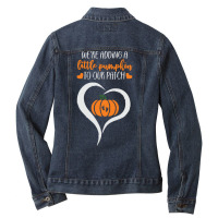 Pumpkin Halloween T  Shirt We're Adding A Little Pumpkin To Our Patch Ladies Denim Jacket | Artistshot