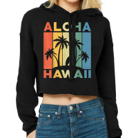 Aloha Hawaii Hawaiian Island Palm Beach Surfboard Surf Birthday Cropped Hoodie | Artistshot