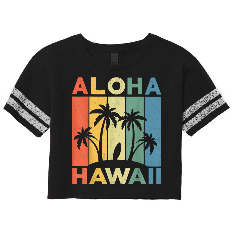 Aloha Hawaii Hawaiian Island Palm Beach Surfboard Surf Birthday Scorecard Crop Tee by FrancesTiffany | Artistshot