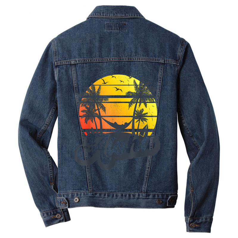 Aloha Hawaii Hawaiian Island Palm Trees Beach Vacation Men Denim Jacket by FrancesTiffany | Artistshot