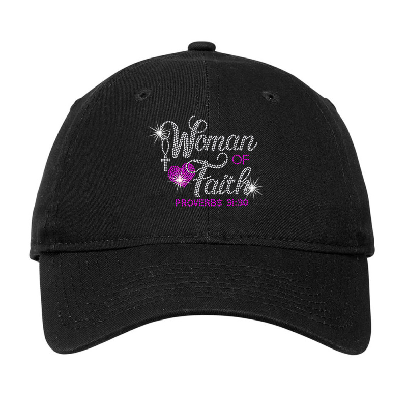 Woman Of Faith Bling Rhinestone Funny Christian Birthday Adjustable Cap by RandiCrystalGraber | Artistshot