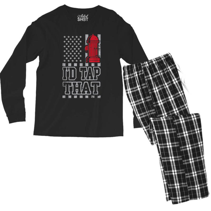 I'd Tap That Funny Firefighter Pride Men's Long Sleeve Pajama Set | Artistshot