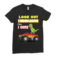 Look Out Kindergarten Here I Come Dinosaurs Back To School Tank Top Ladies Fitted T-shirt | Artistshot