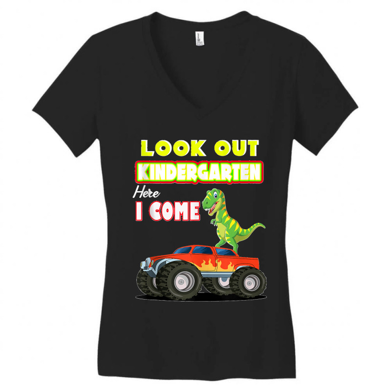 Look Out Kindergarten Here I Come Dinosaurs Back To School Tank Top Women's V-Neck T-Shirt by cm-arts | Artistshot