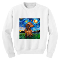 Brown Short Hair Dachshund Night,dachshund Youth Sweatshirt | Artistshot