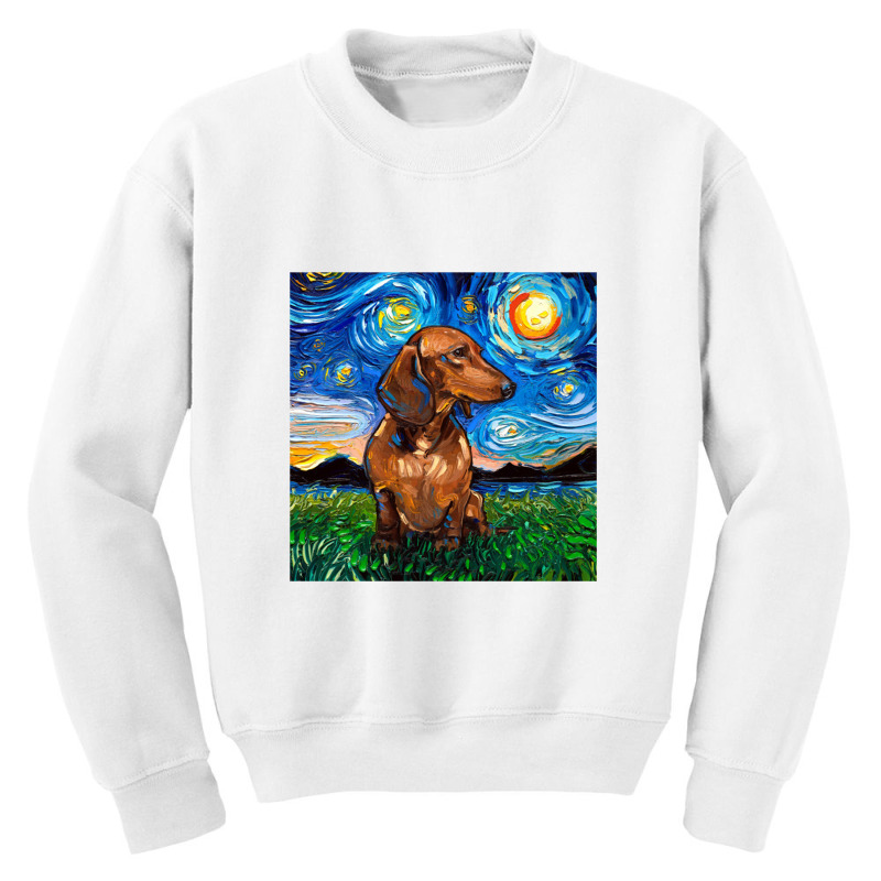 Brown Short Hair Dachshund Night,dachshund Youth Sweatshirt | Artistshot