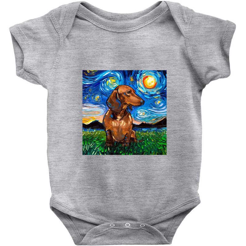 Brown Short Hair Dachshund Night,dachshund Baby Bodysuit | Artistshot