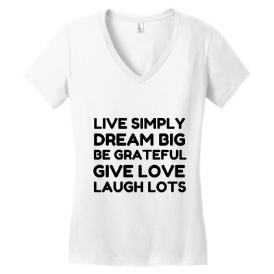 Live Simply Dream Big Be Grateful Women's V-neck T-shirt Designed By Perfect Designers