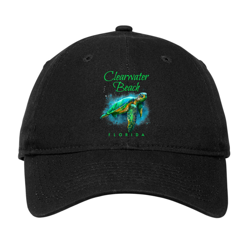 Clearwater Beach Florida Watercolor Sea Turtle Adjustable Cap by NikoPittman | Artistshot