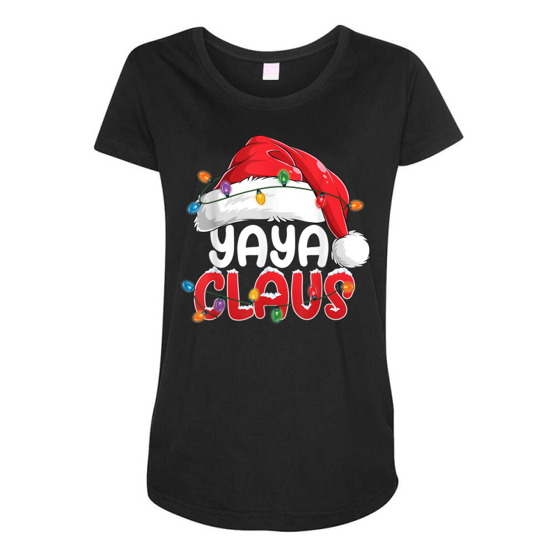 Yaya Claus Christmas Family Group Matching Pjs Xmas Light Maternity Scoop Neck T-shirt by Tshirts | Artistshot