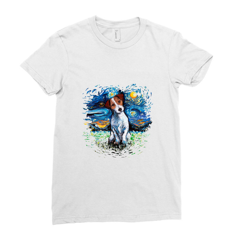 Jack Russell Terrier Night,jack Russell Terrier Ladies Fitted T-Shirt by lissaaniart | Artistshot