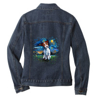 Jack Russell Terrier Night,jack Russell Terrier Ladies Denim Jacket | Artistshot