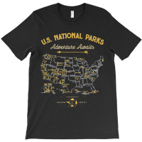 62 National Parks Map Gifts Us Park Vintage Camping Hiking New Year T-shirt | Artistshot