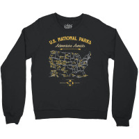 62 National Parks Map Gifts Us Park Vintage Camping Hiking New Year Crewneck Sweatshirt | Artistshot