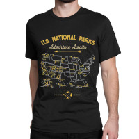 62 National Parks Map Gifts Us Park Vintage Camping Hiking New Year Classic T-shirt | Artistshot