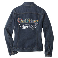 Funny Quilting Is My Therapy Gift Novelty Ladies Denim Jacket | Artistshot