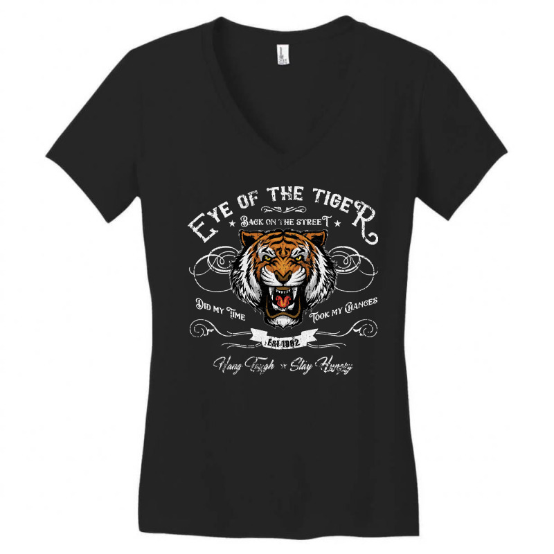 The Eye Of The Tiger, Distressed, The Eye Of The Tiger Art, The Eye Of Women's V-neck T-shirt | Artistshot