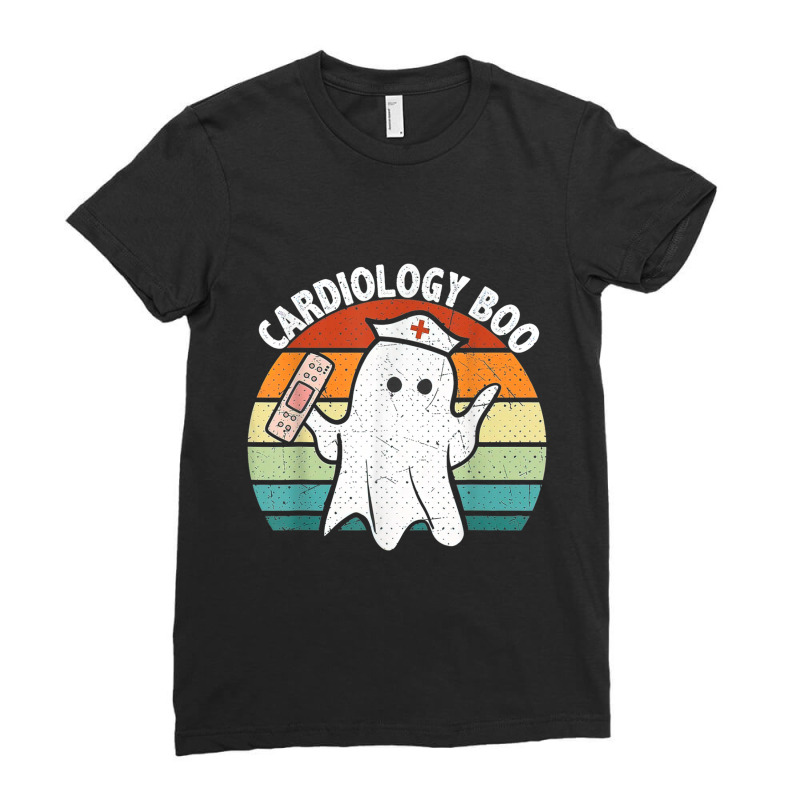 Vintage Halloween Ghost Cardiology Boo Nursing Tee Gifts Ladies Fitted T-Shirt by RandiCrystalGraber | Artistshot