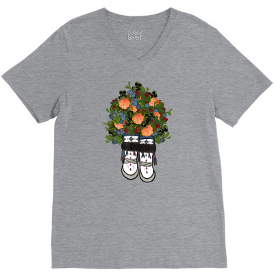 Berries Boots V-neck Tee Designed By Lotus Fashion Realm