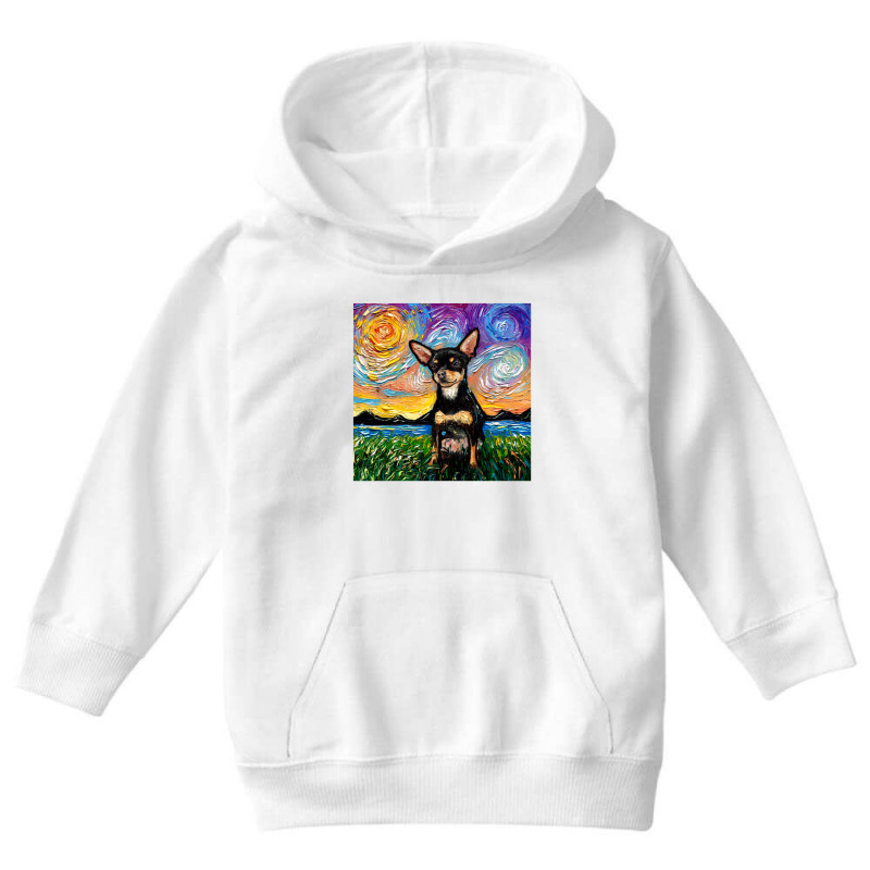 Short Hair Black And Tan Chihuahua Night,chihuahua Youth Hoodie | Artistshot