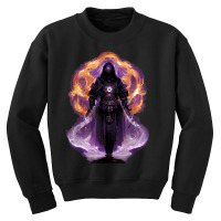 Warlock Holding Sword Surrounded By Blackish Purple Flames Youth Sweatshirt | Artistshot