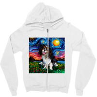 Tri Color Cavalier King Charles Spaniel Night,cavalier King Charles Sp Zipper Hoodie | Artistshot