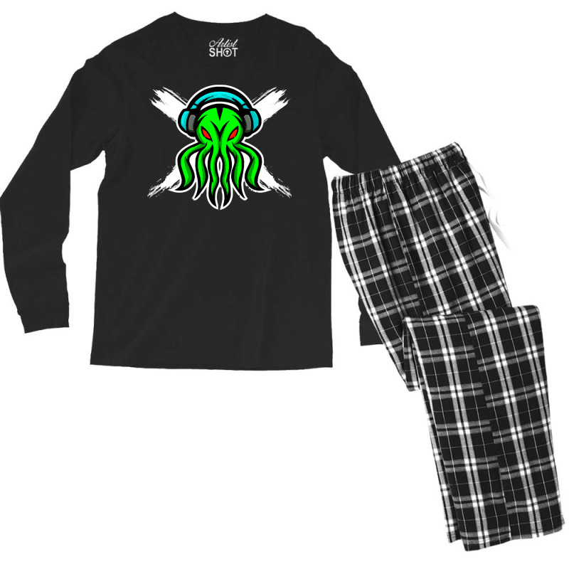 Skull Octopus Music Lover T  Shirt Skull Octopus Music Lover T  Shirt Men's Long Sleeve Pajama Set | Artistshot