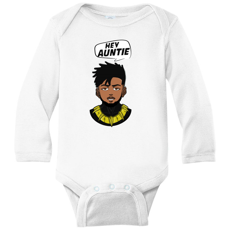 Erik Killmonger Hey Auntie Long Sleeve Baby Bodysuit by Trending Design | Artistshot