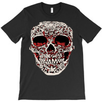 Skull T  Shirt Big Carved Red And White Skeleton Skull Head T  Shirt T-shirt | Artistshot