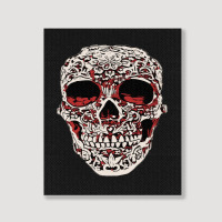 Skull T  Shirt Big Carved Red And White Skeleton Skull Head T  Shirt Portrait Canvas Print | Artistshot